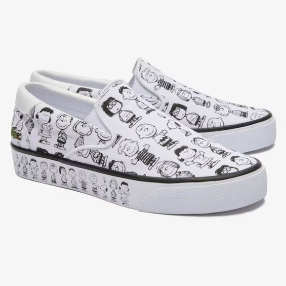 NWOT Lacoste x Peanuts Women's Jump Serve Canvas  Slip on- White Size 7 - Picture 1 of 12